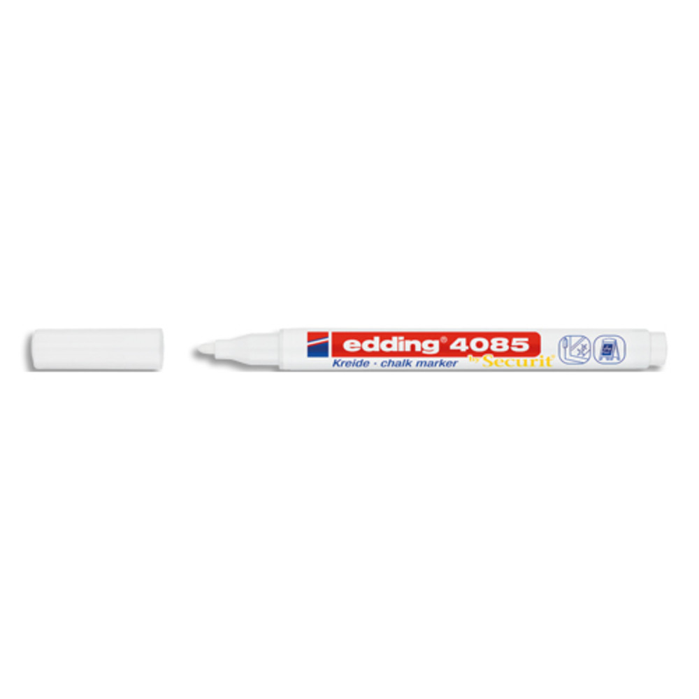 EDDING Marqueur craie liquide E-4085 pointe ogive 1-2mm base eau. Effaable chiffon humide. Coloris blanc