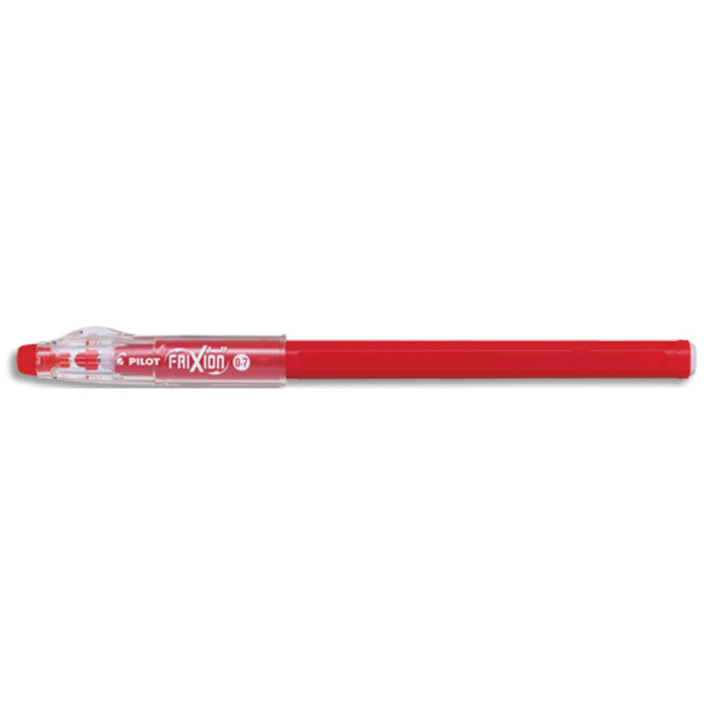 PILOT FriXion Ball Stick non rechargeable. Pointe conique moyenne 0,7mm. Encre effaable rouge