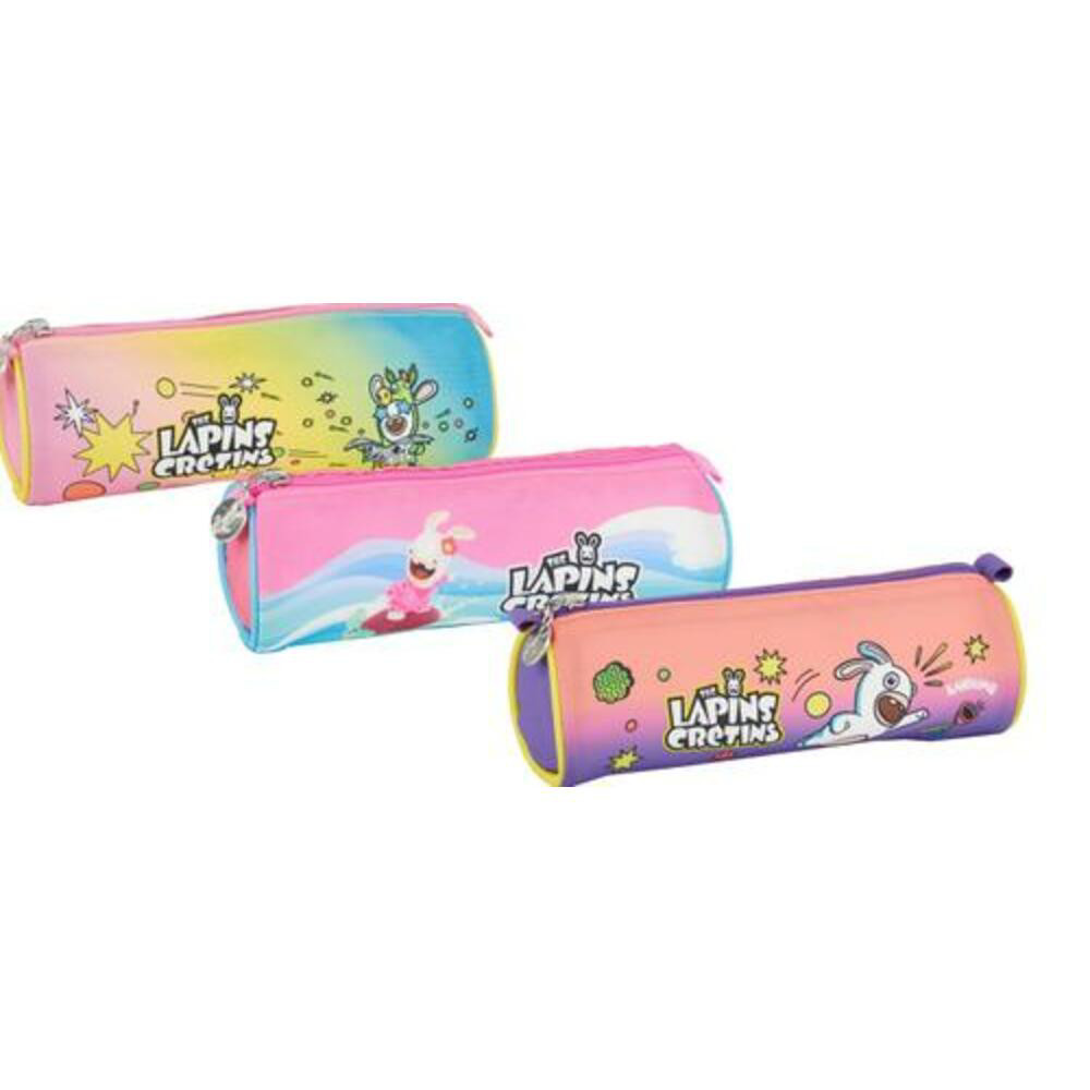 OXFORD Lapins Crtins VII Trousse ronde en polyester. Dimensions : 22x7x7 cm. 3 dcors assortis