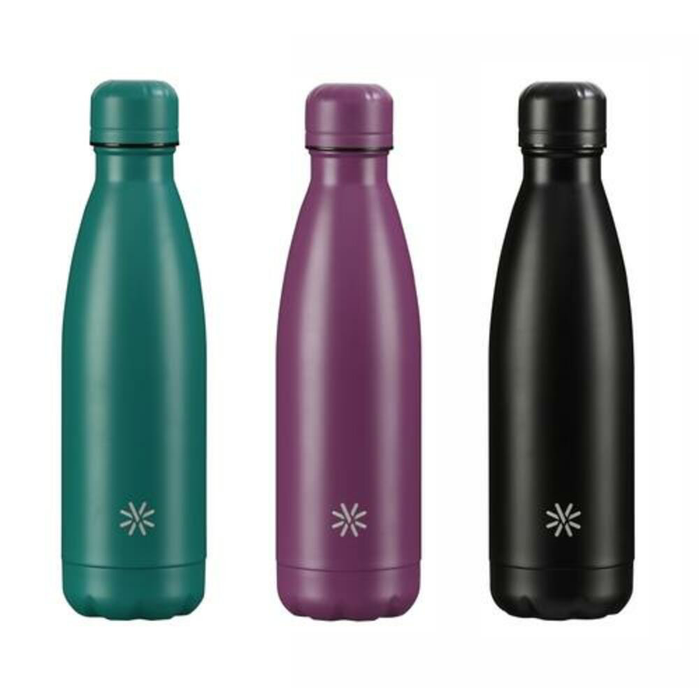 VIQUEL Gourde isotherme 500 ml AQUA Intemporelle. Acier inoxydable, sans BPA. 26,5x7cm. Bleu,violet,noir