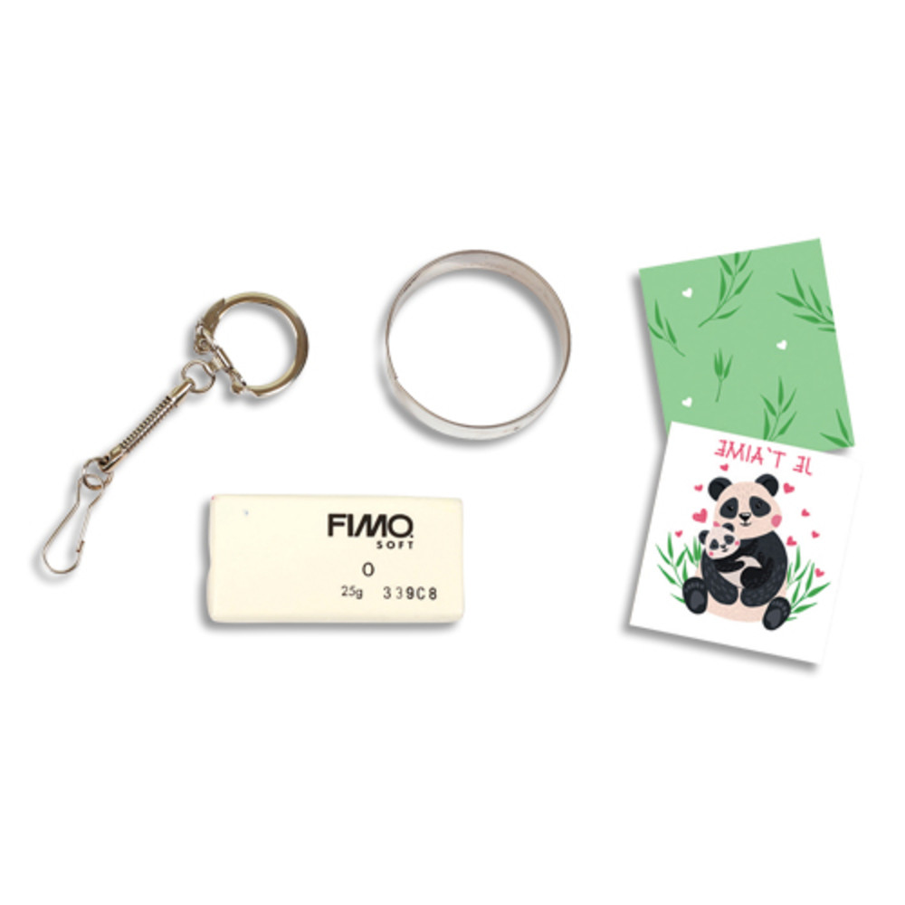 GRAINE CREATIVE Lot de 12 kits pour crer des porte-cls en Fimo Panda