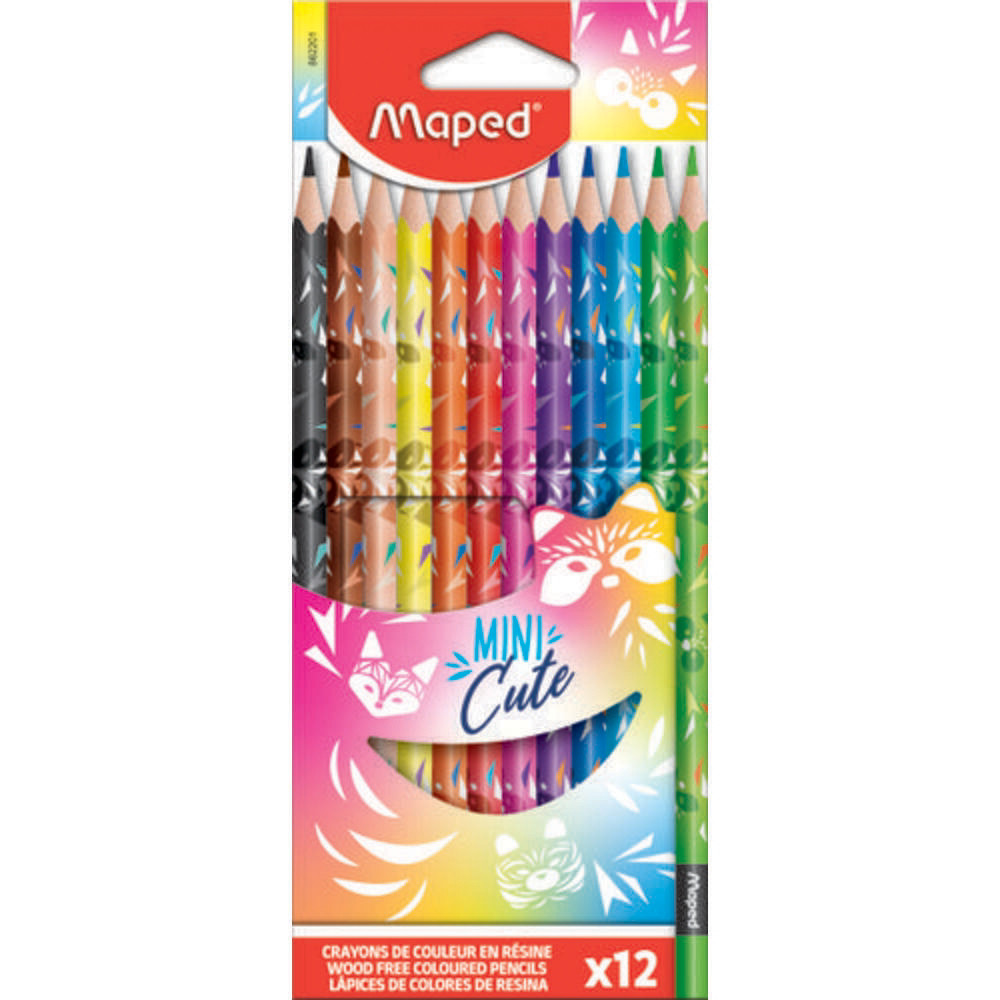 MAPED Pochette carton 12 crayons de couleur MINI CUTE