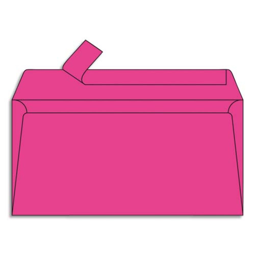 CLAIREFONTAINE Paquet de 20 enveloppes 120g POLLEN 11x22cm (DL). Coloris Rose fuchsia
