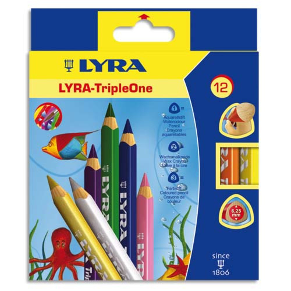LYRA GROOVE LYRA Etui de 12 crayons de couleur Triple One couleurs assorties
