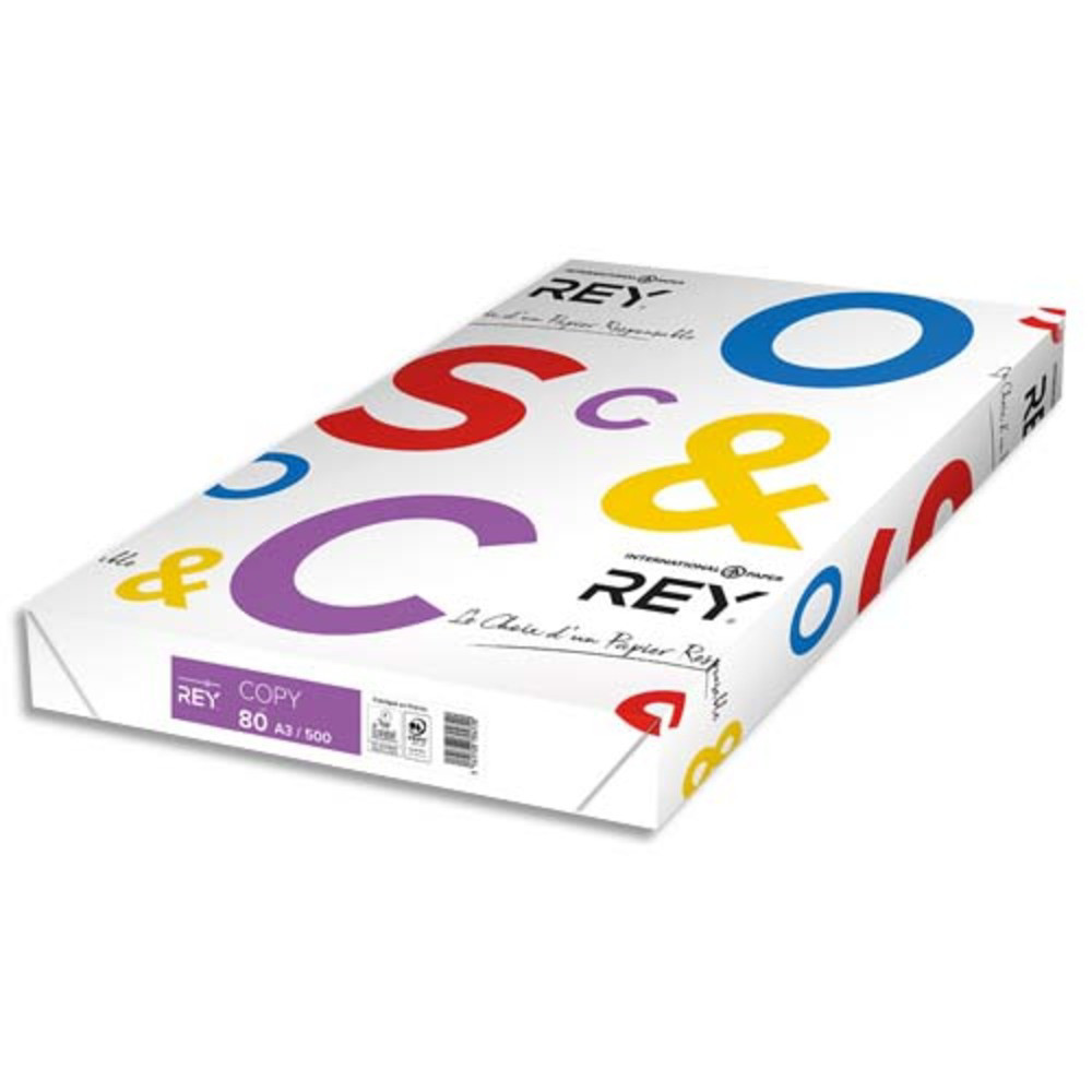 REY Ramette 500 feuilles papier Blanc COPY A3 80g CIE 153