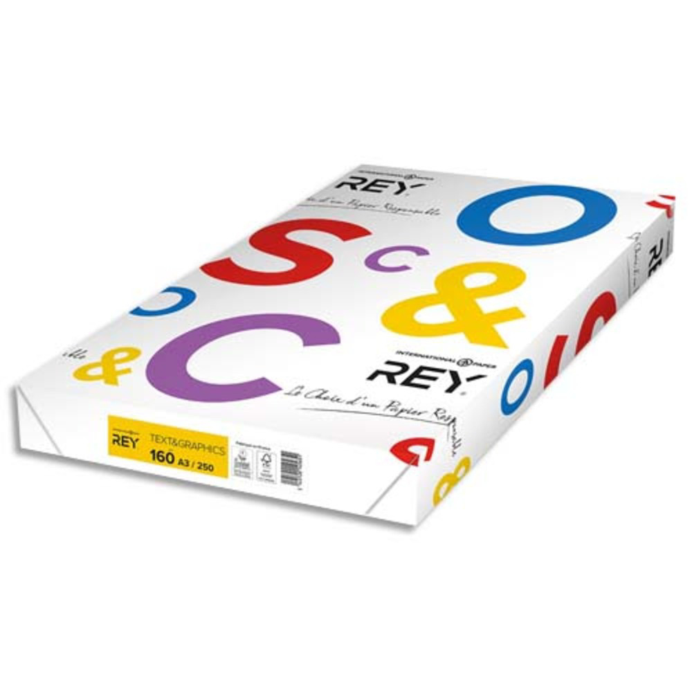 REY Ramette 250 feuilles papier Extra Blanc TEXT & GRAPHICS A3 160g CIE 170 trs satin
