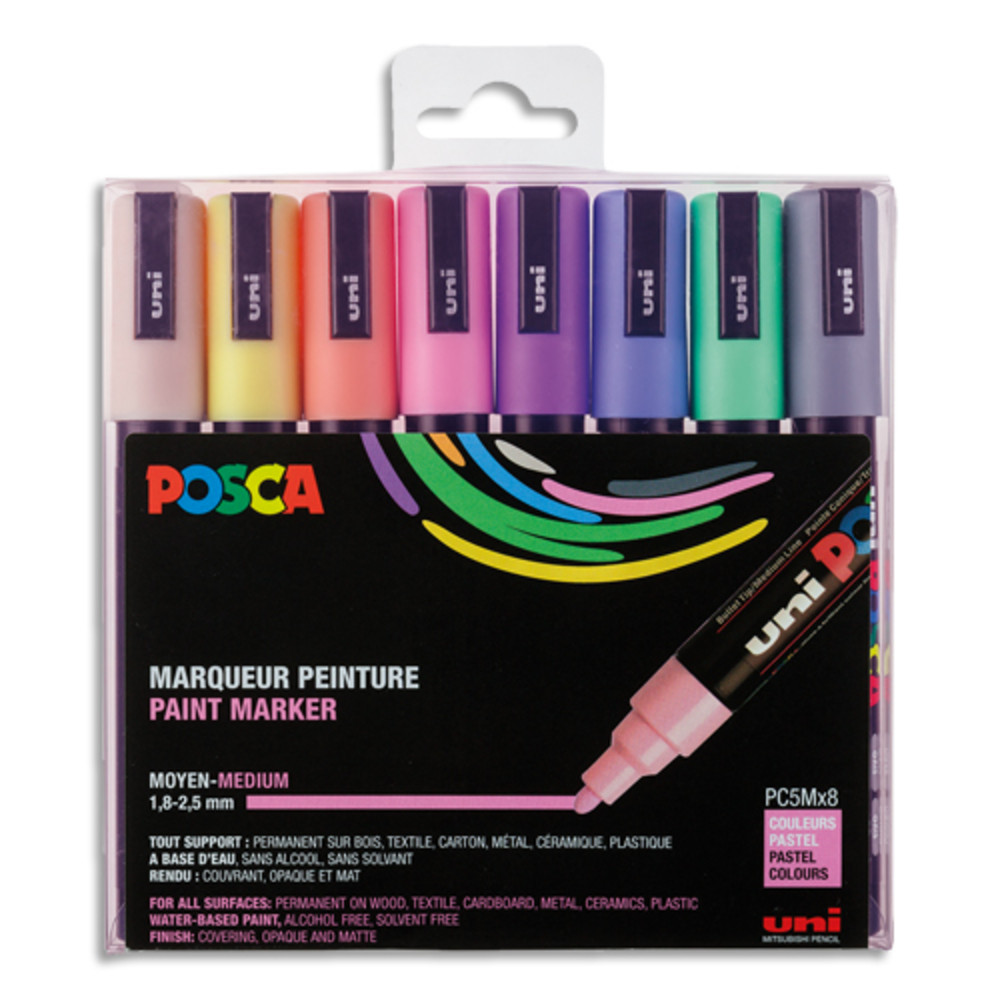 UNI POSCA POSCA Set de 8 Markers Pointe conique moyenne assortis