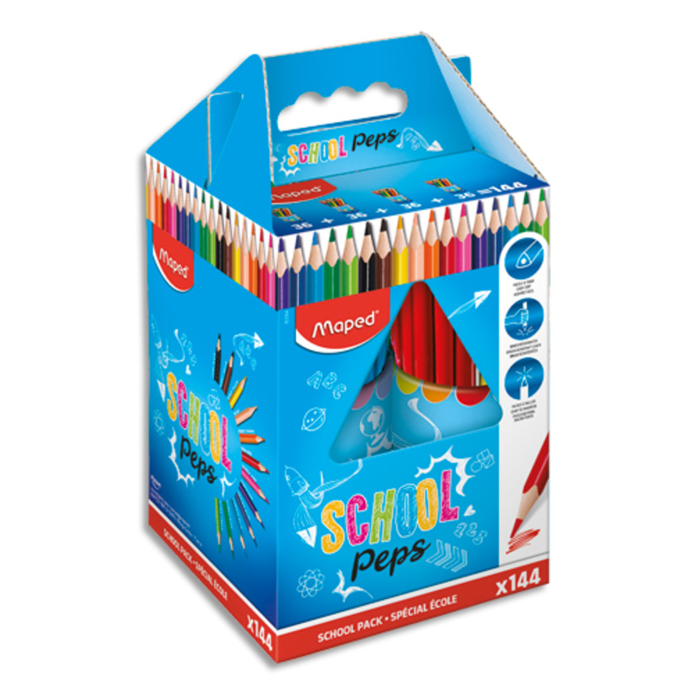MAPED Schoolpack 144 crayons de couleur SchoolPeps assortis