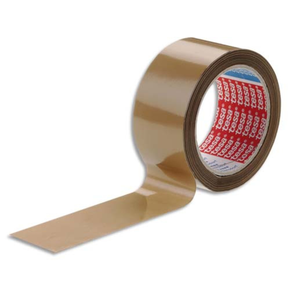 TESA Adhsif d'emballage en PVC colle caoutchouc 52 microns - H50 mm x L66 mtres Havane