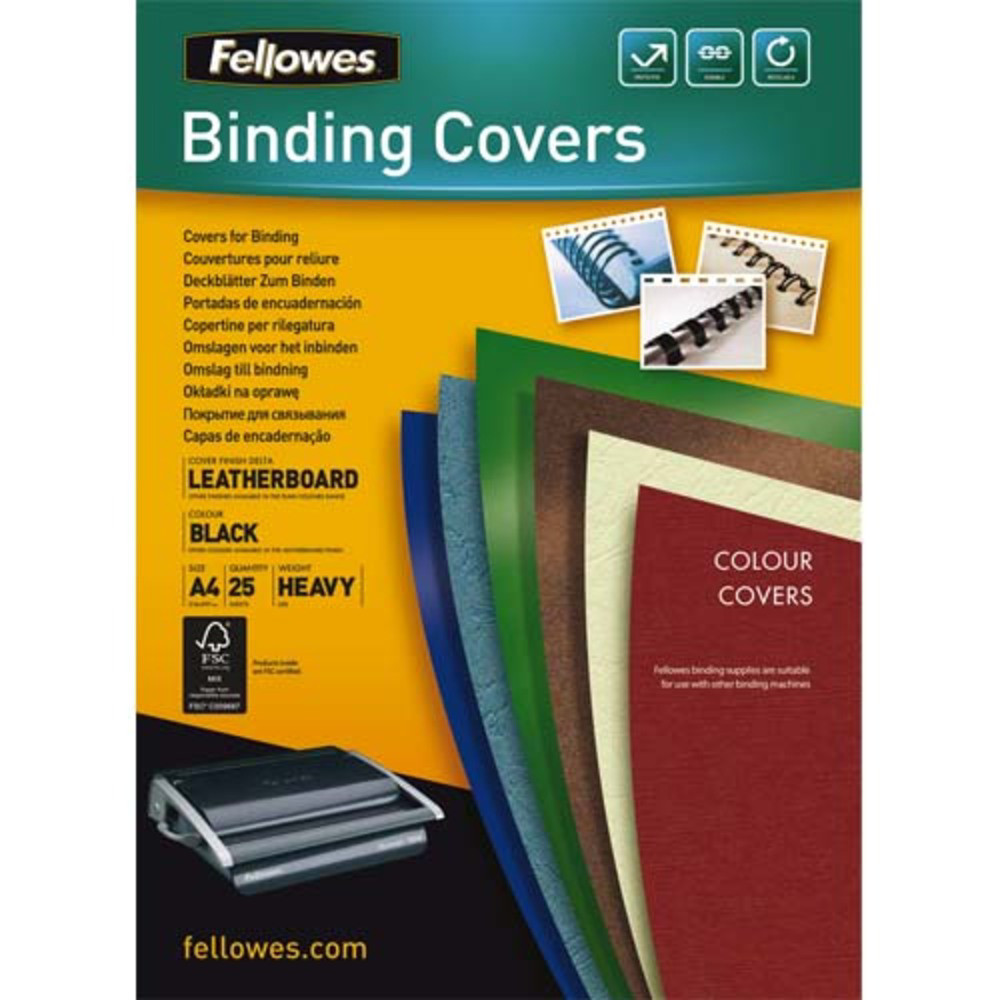 FELLOWES Bote de 25 couvertures DELTA format A4 Noir 5373801