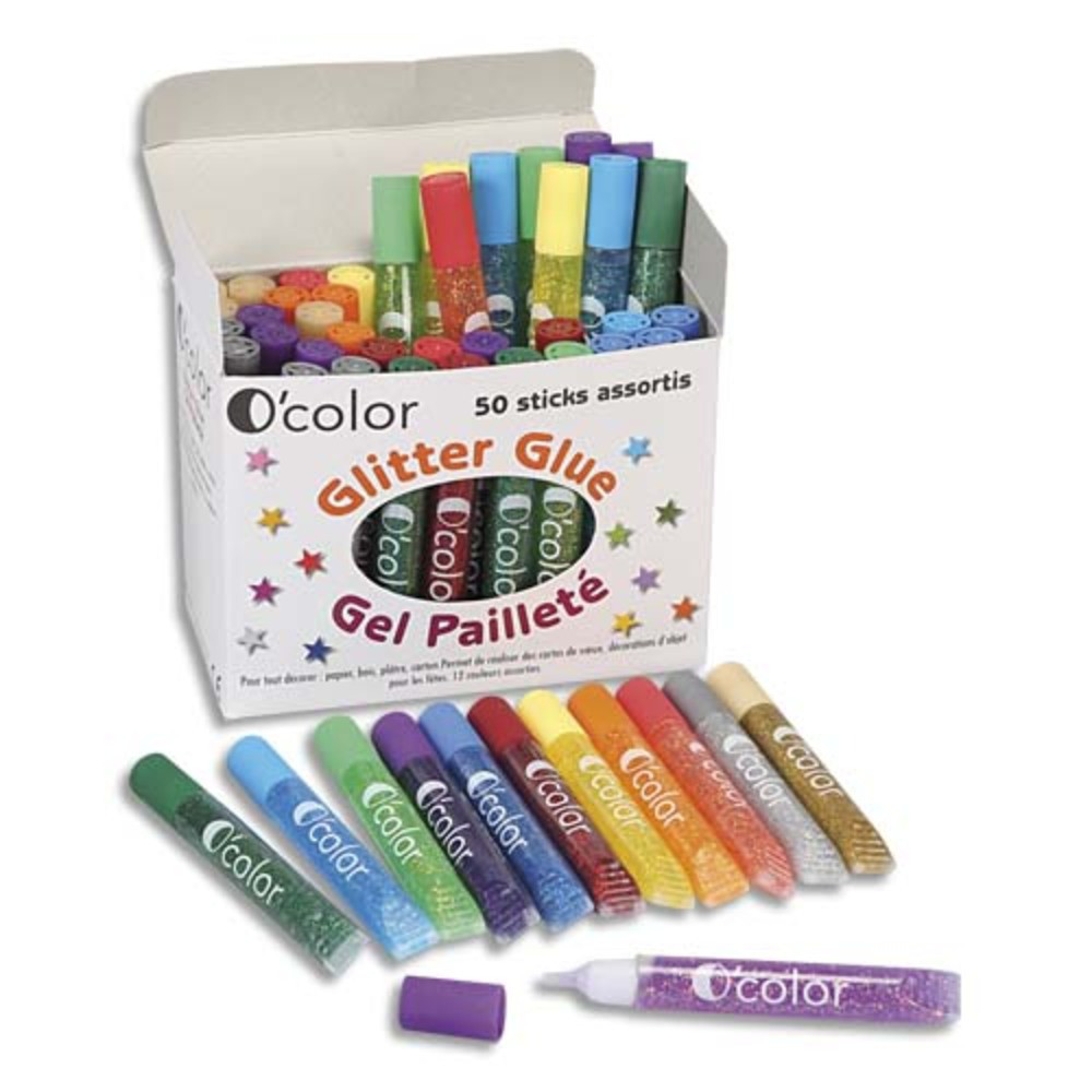 O COLOR O'COLOR Pot de 50 tubes de 10 ml de colle gel paillete