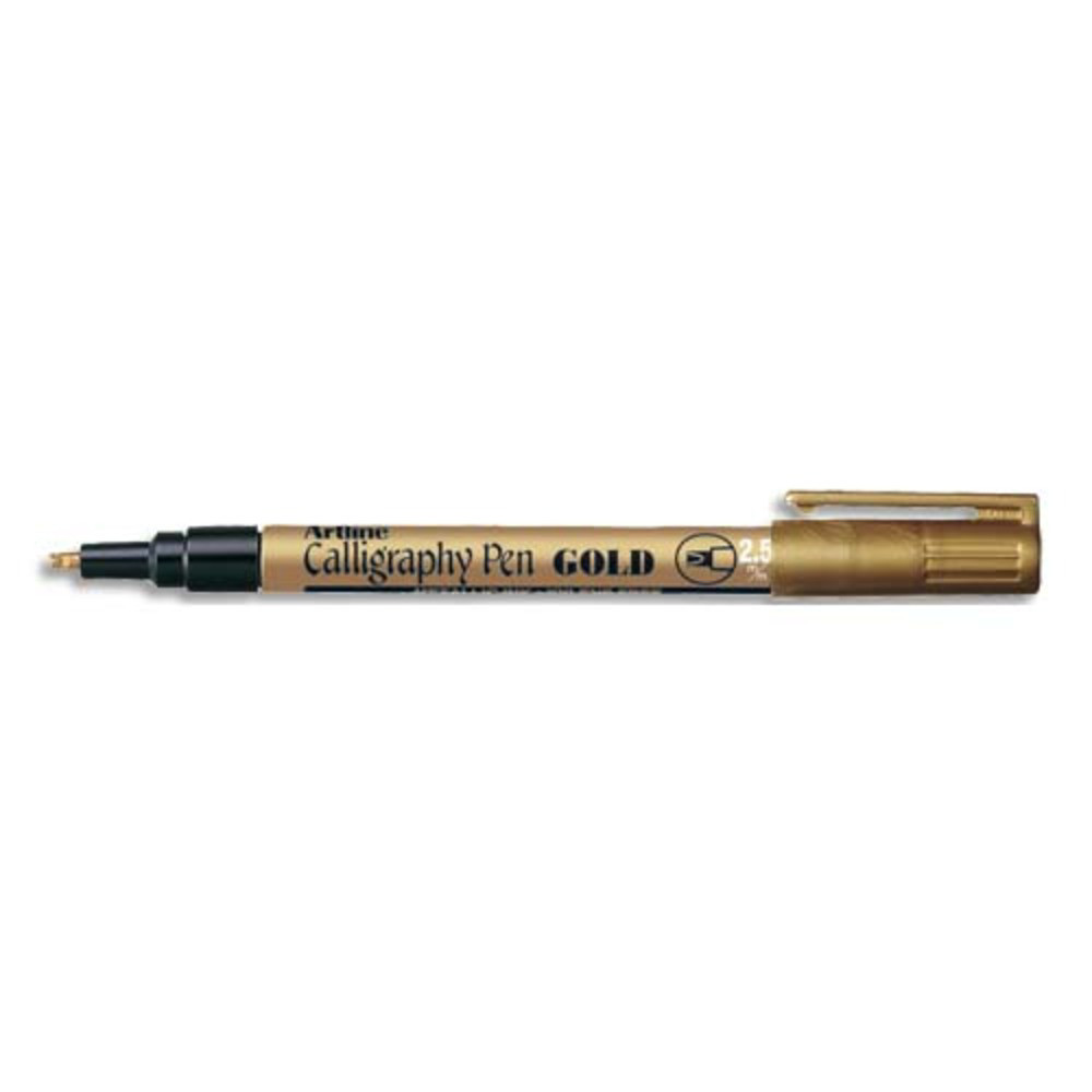 ARTLINE Stylo calligraphie pointe fibre biseaute 2,5mm. Coloris Or