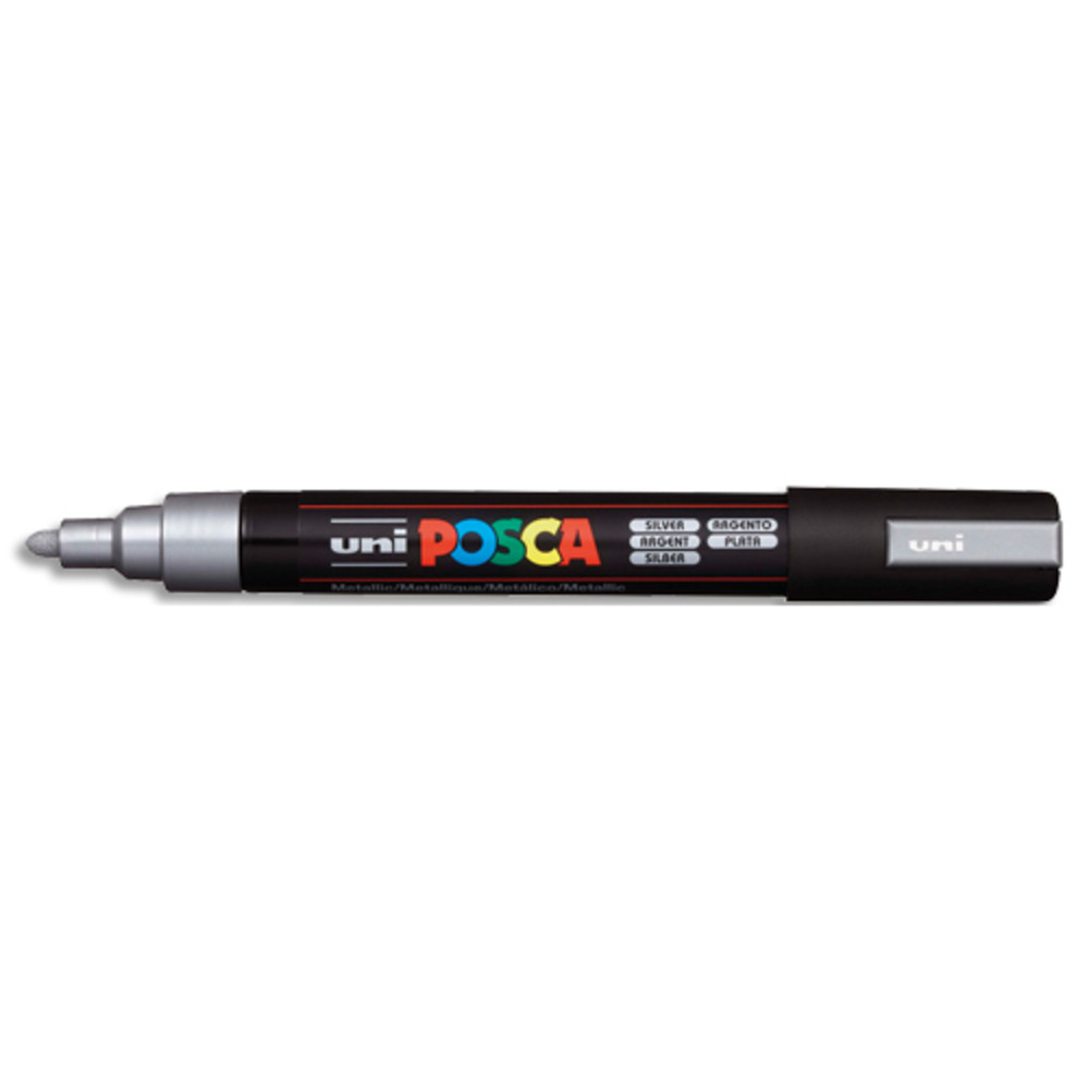 UNI POSCA POSCA Marqueur peinture. Pointe moyenne de 1,8  2,5mm (PC5M). Couleur argent