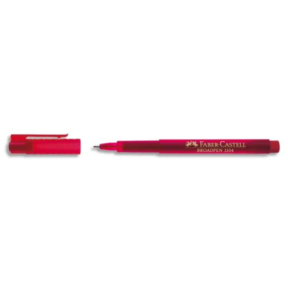 FABER CASTELL Feutre BROADPEN 1554 pointe large 0,8 mm, corps transparent, Rouge indlbile