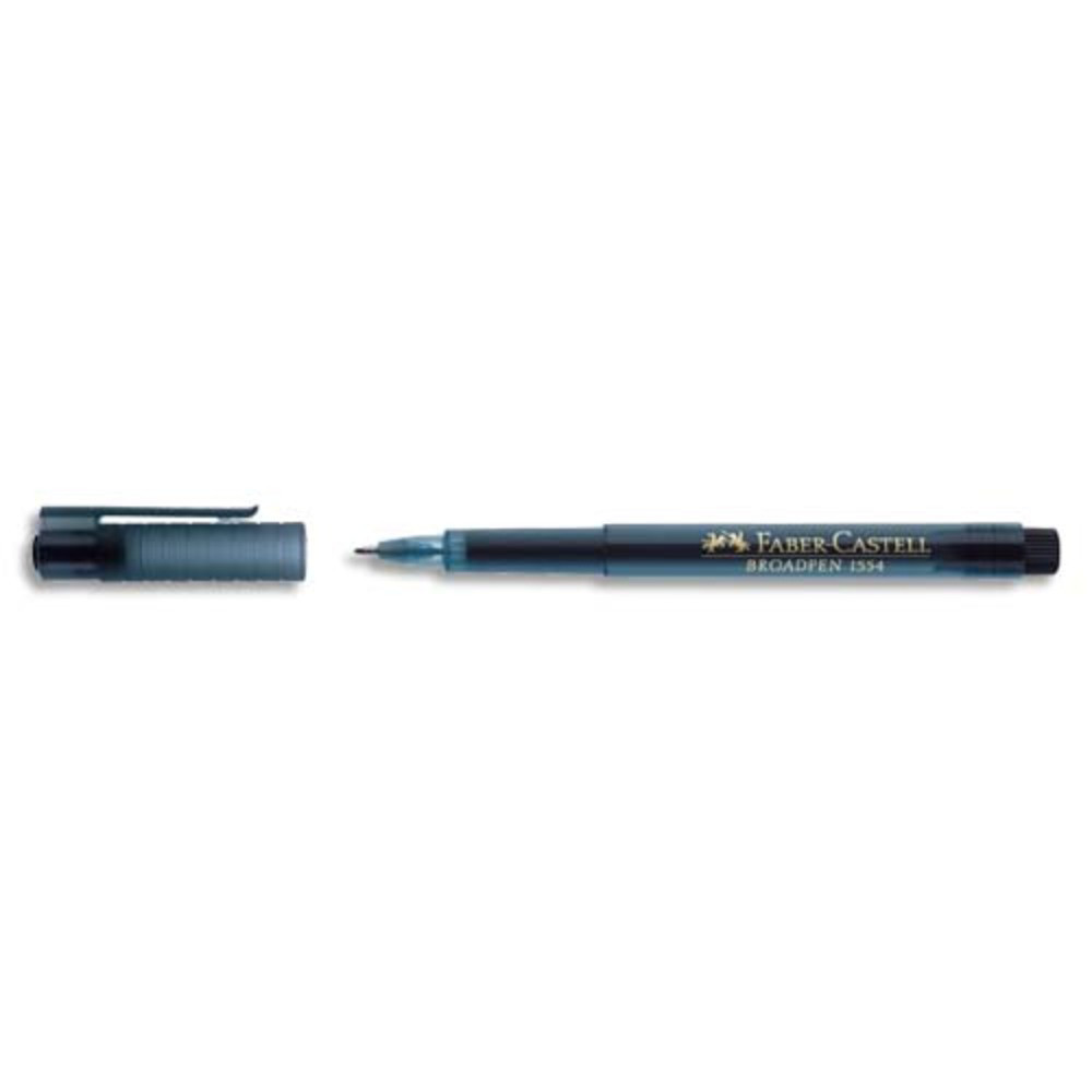 FABER CASTELL Feutre BROADPEN 1554 pointe large 0,8 mm, corps transparent, Noir indlbile
