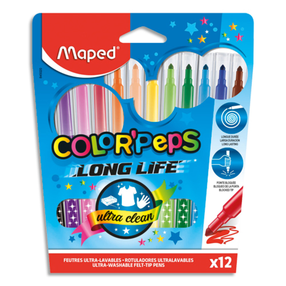 MAPED Feutres COLOR'PEPS LONG LIFE x12 Bote Carton