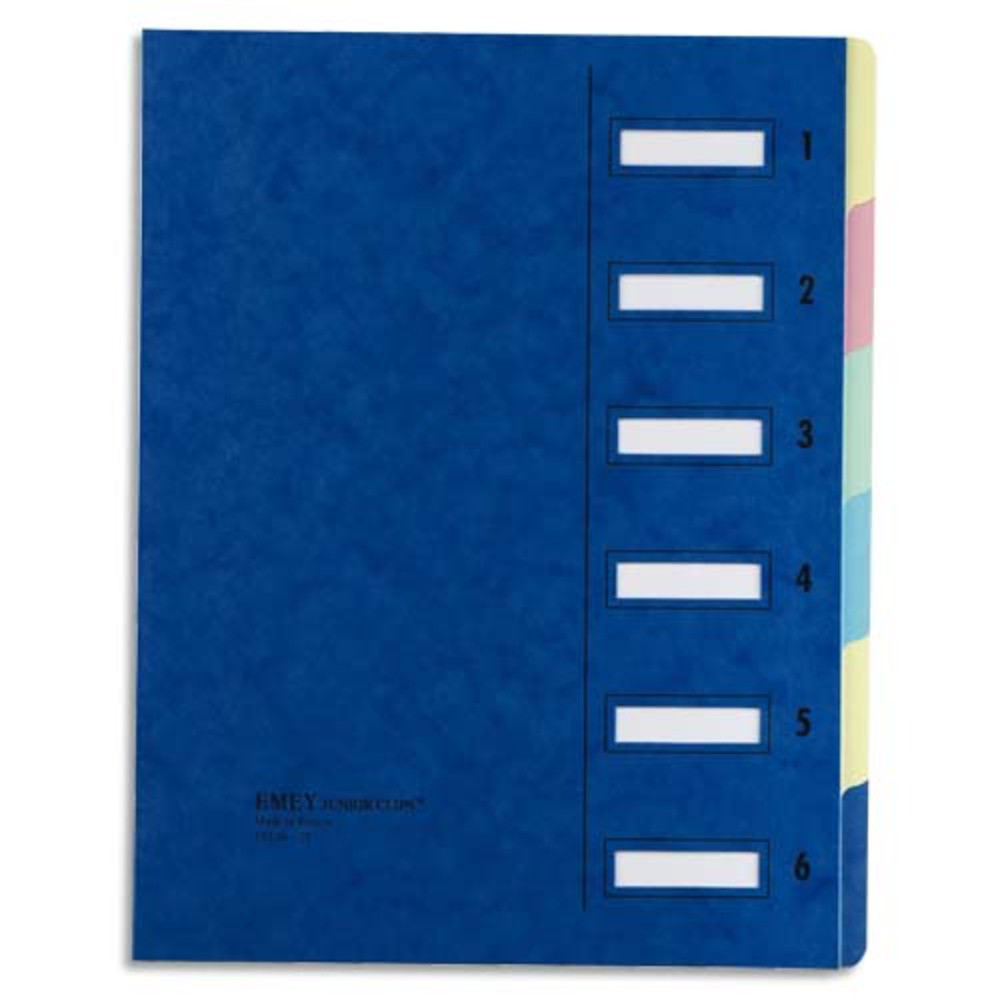 EMEY Trieur EMEY JUNIOR en carte avec systme clip, 6 compartiments. Coloris Bleu.