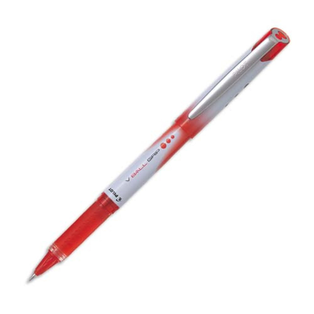 PILOT Stylo roller pointe mtal 0,5 mm encre liquide Rouge + grip confort V-BALL GRIP