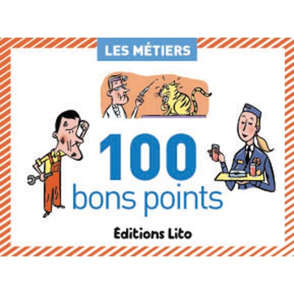 LITO DIFFUSION Bote de 100 bons points thmes les mtiers avec texte pdagogique format 6,2x8,2cm