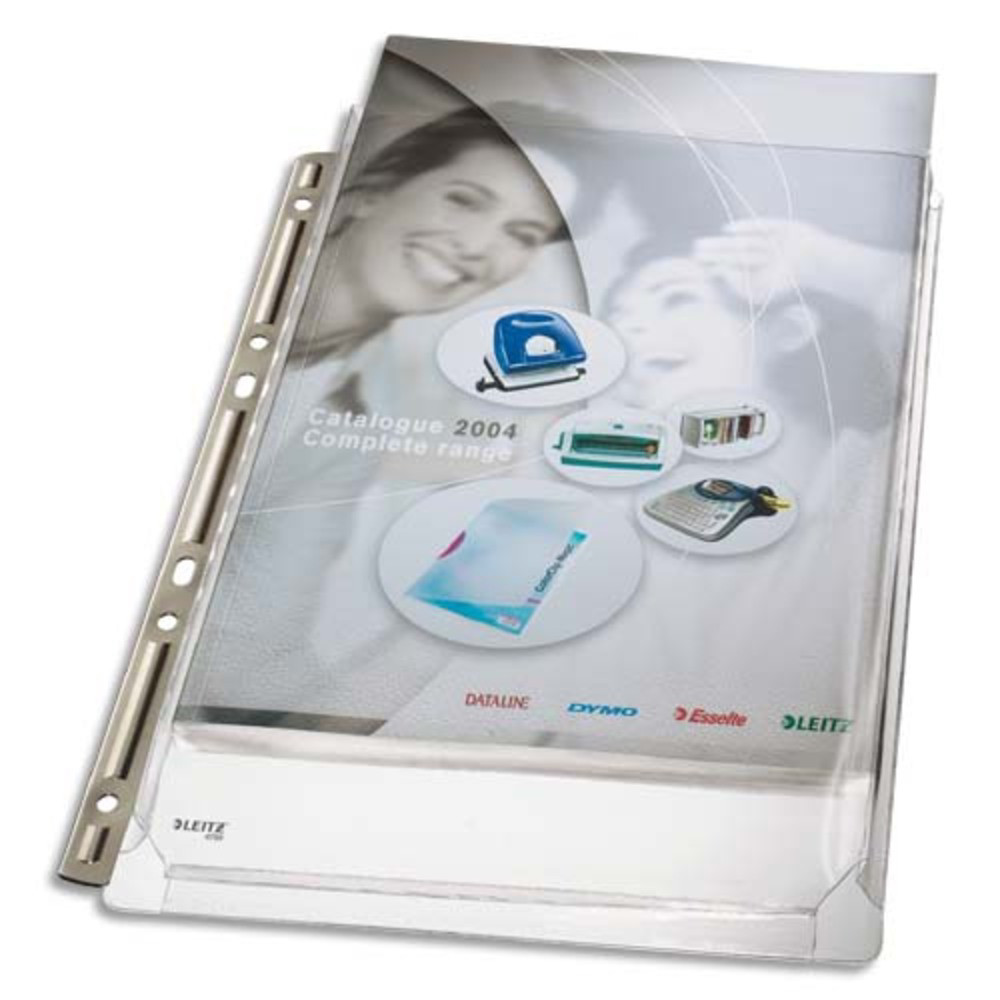 LEITZ Sachet de 3 pochettes  soufflet avec bande de perforation renforce mtal