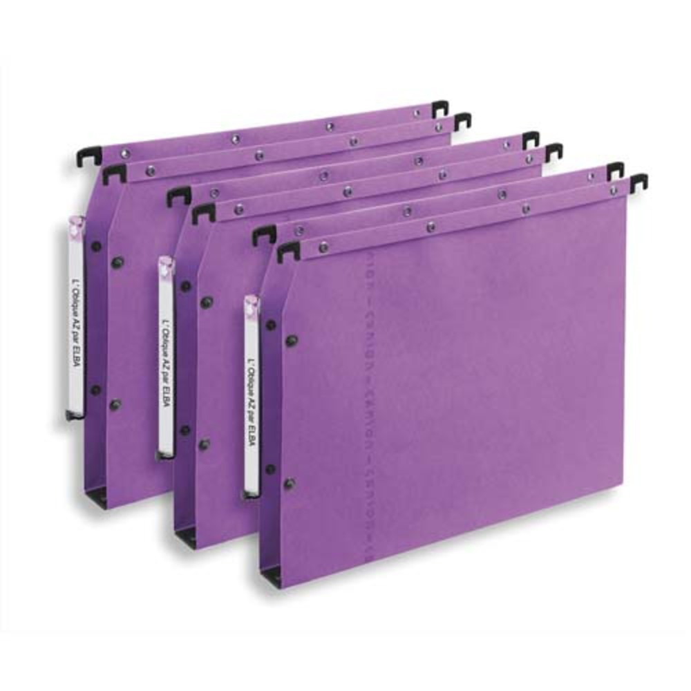 OBLIQUE AZ Bote de 25 dossiers suspendus ARMOIRE en kraft 240g. Fond 30, bouton-pression. Lilas