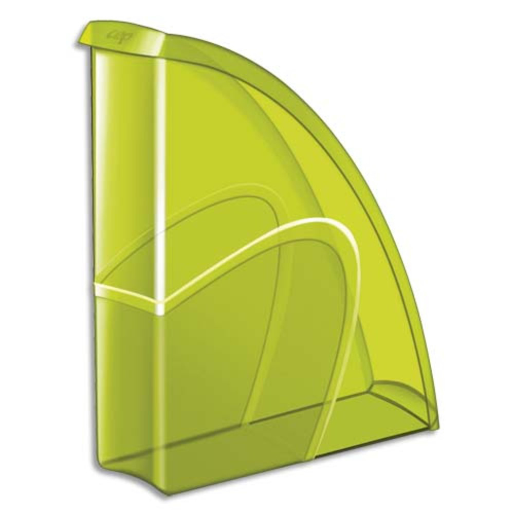CEP Porte-revues HAPPY en polystyrne translucide - Dimensions H31 x P27 cm, dos 8,5cm. Coloris Vert