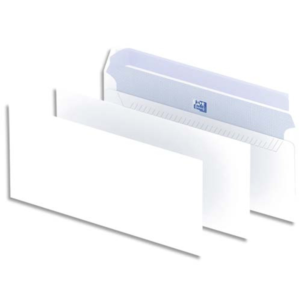 OXFORD Bote de 500 enveloppes Blanches auto-adhsives 90g format DL 110x220 mm