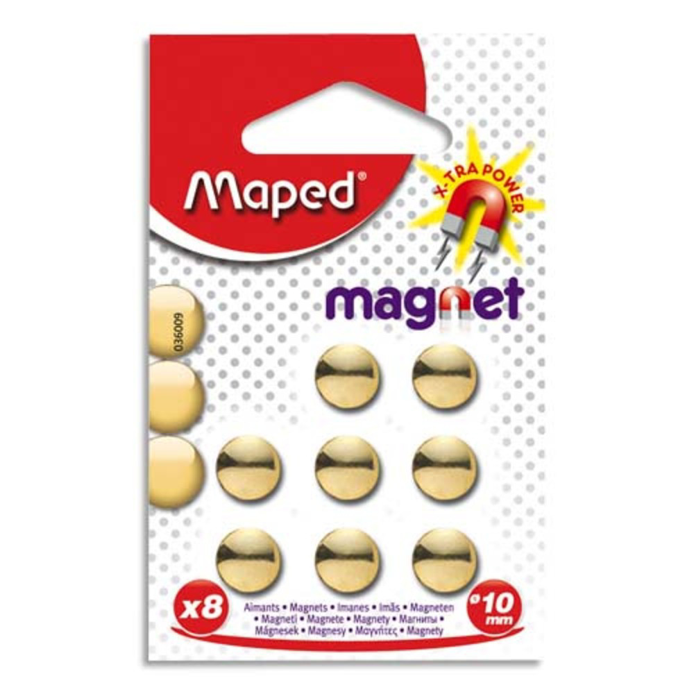 MAPED Blister de 8 aimants diamtre 10 mm coloris Or