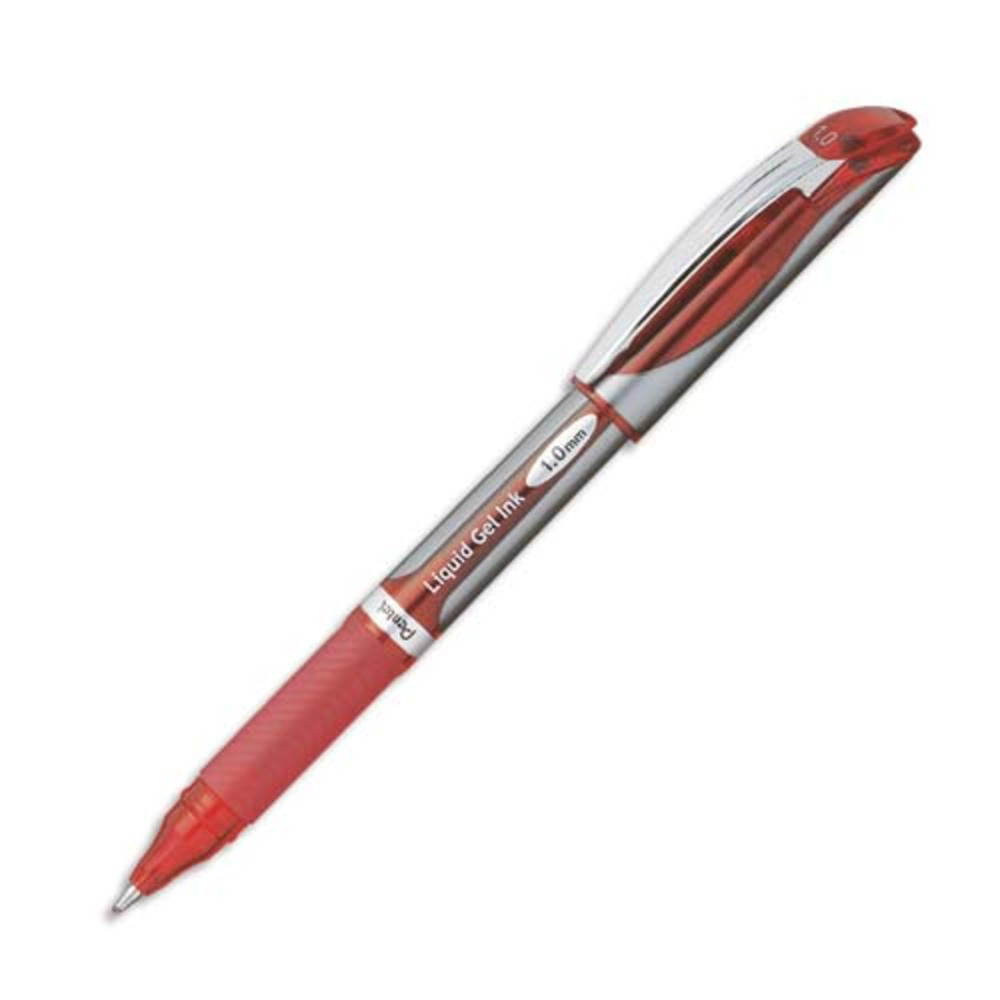 PENTEL Roller  encre gel rechargeable ENERGEL. Pointe large de 1mm. Coloris rouge