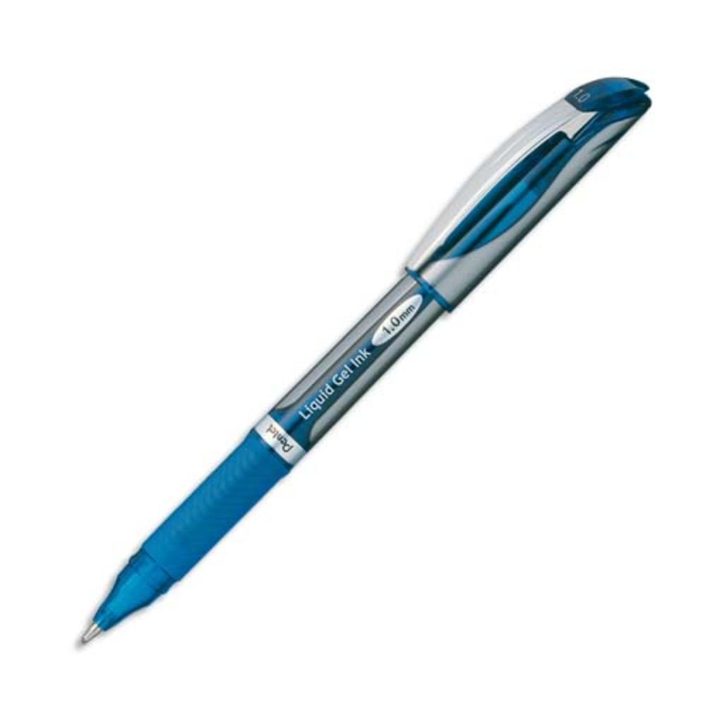 PENTEL Roller  encre gel rechargeable ENERGEL. Pointe large de 1mm. Coloris Bleu