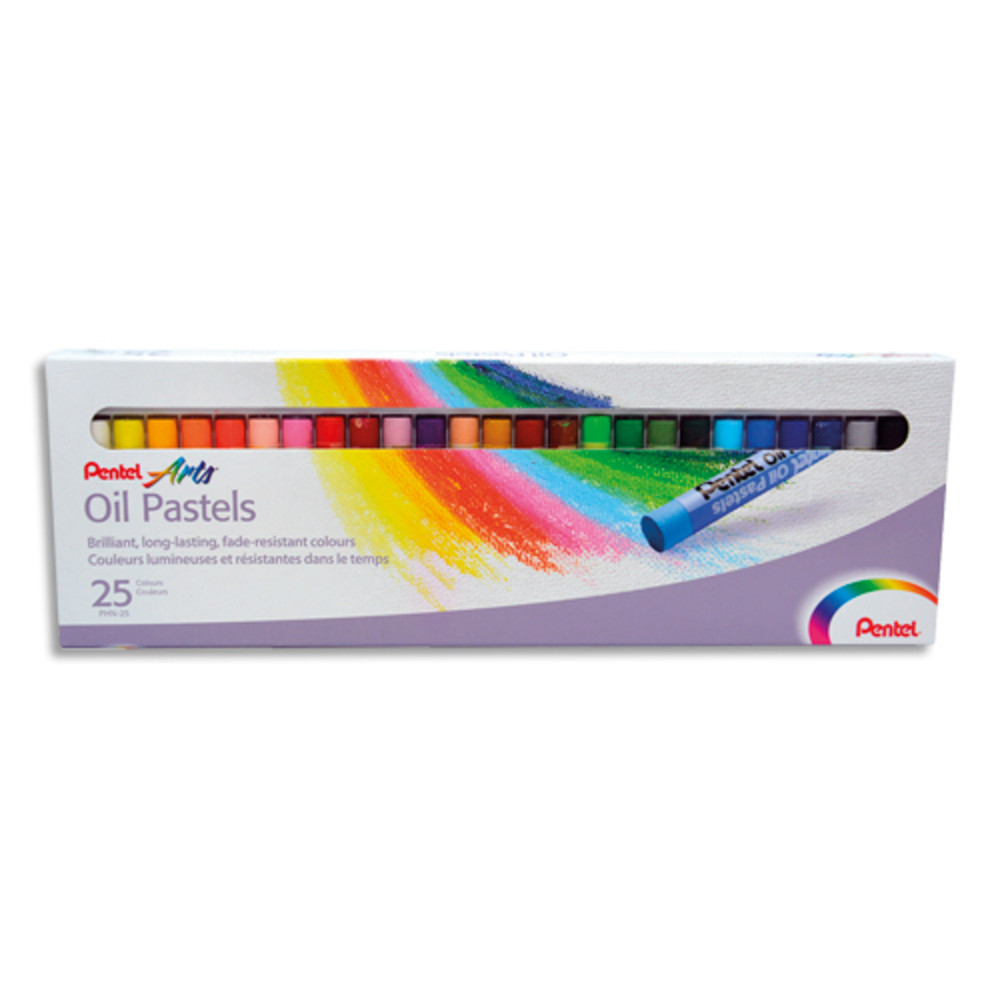 PENTEL Bote de 25 pastels  l'huile diamtre 8 mm, couleurs assorties