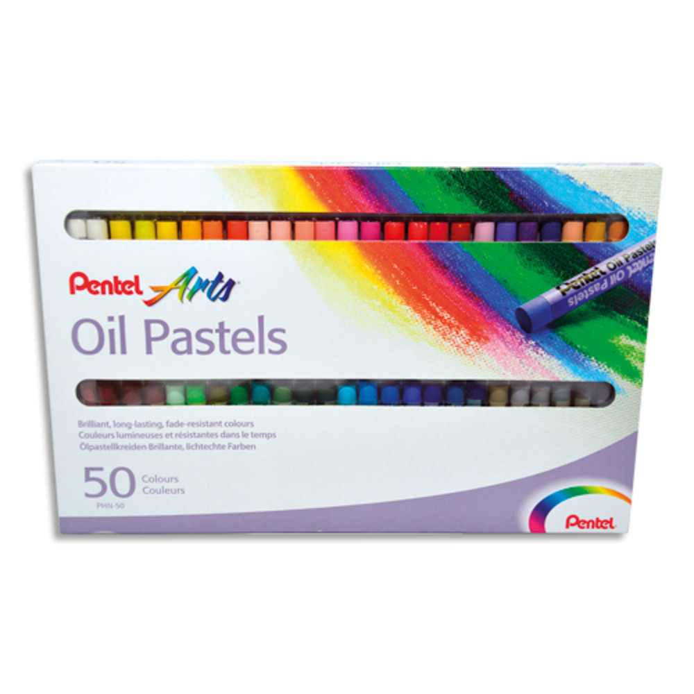 PENTEL Bote de 50 pastels  l'huile diamtre 8 mm, couleurs assorties