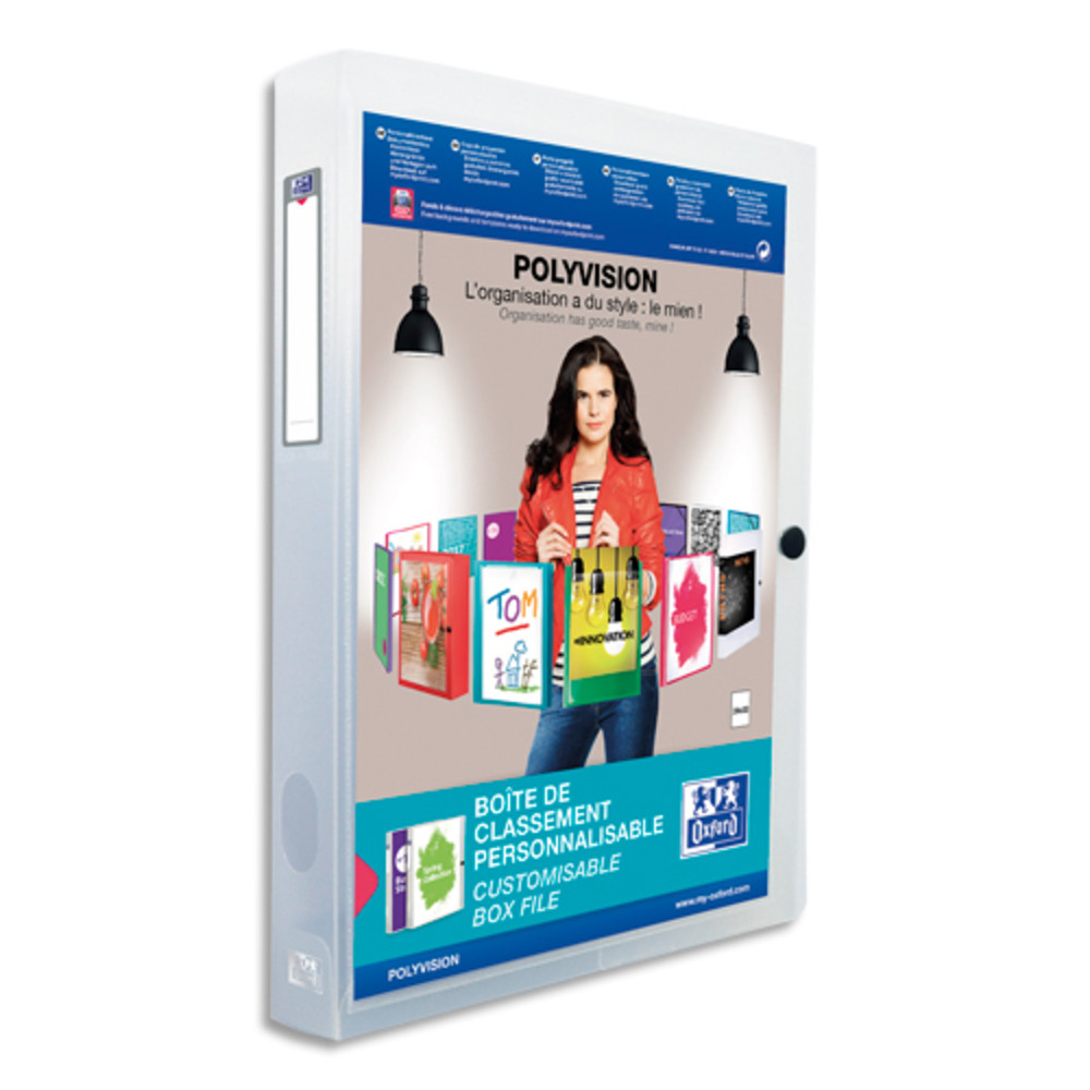 OXFORD+Boite+de+classement+personnalisable+Polyvision+24x32cm,+en+polypro+7/10e.+Dos+4cm.+Incolore