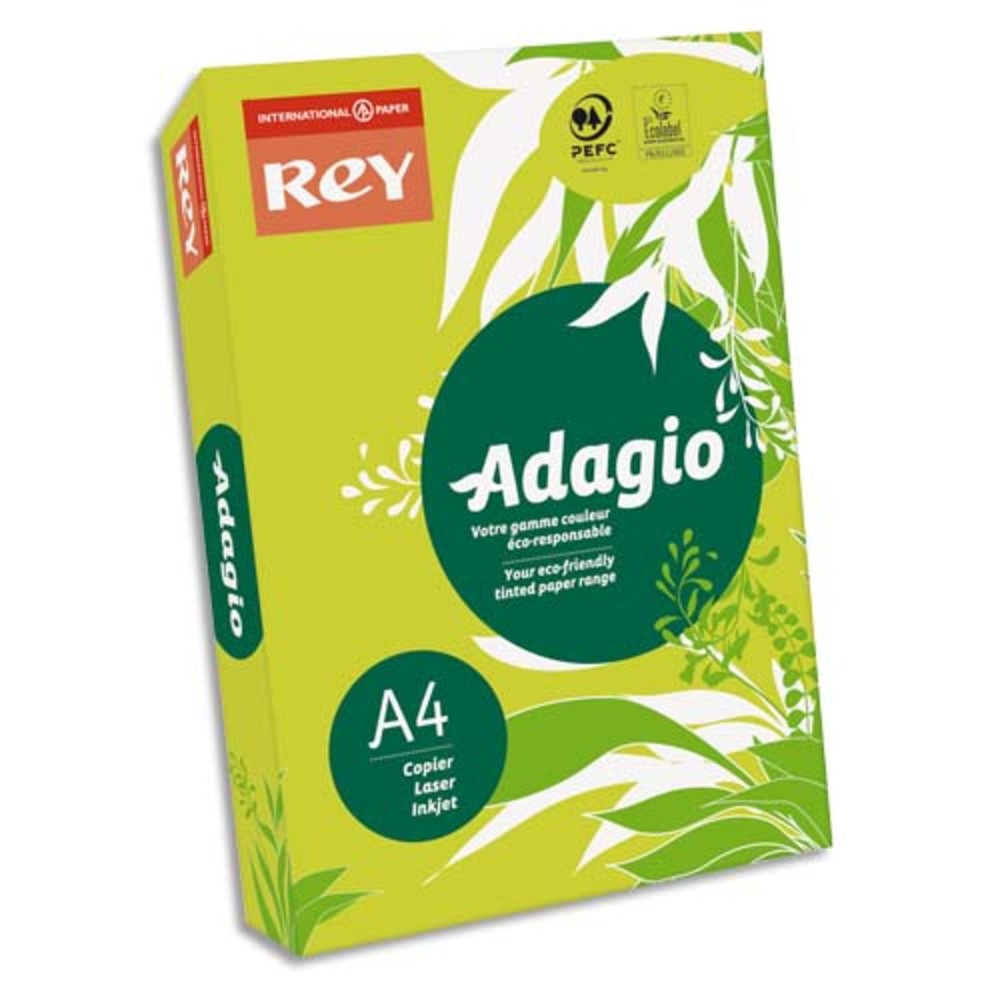REY Ramette 500 feuilles papier couleur pastel ADAGIO Vert pastel A4 80g