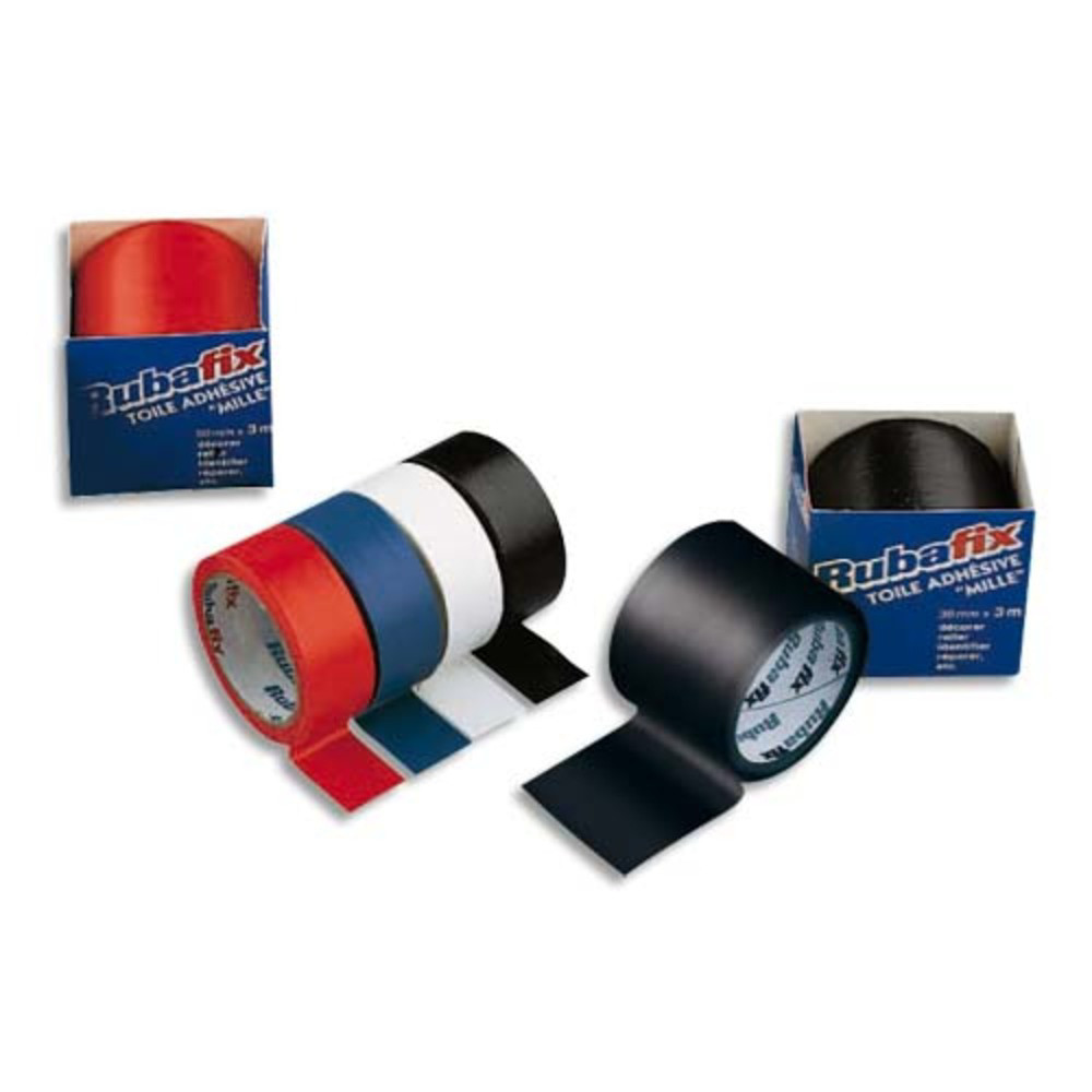 RUBAFIX Toile adhsive MILLE, plastifie et impermable, rouleau de 19mmx 3m Blanc