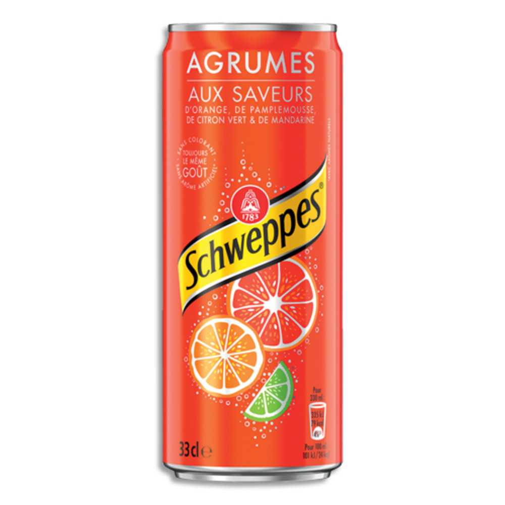 SCHWEPPES SCHWEPP'S Canette de boisson gazeuse ptillante agrum' de 33 cl