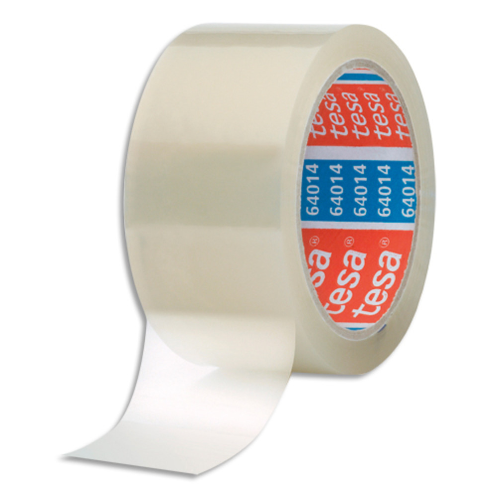 TESA Adhsif d'emballage Polypropylne sans solvant silencieux 45 microns H50mm x L100 mtres Transparent