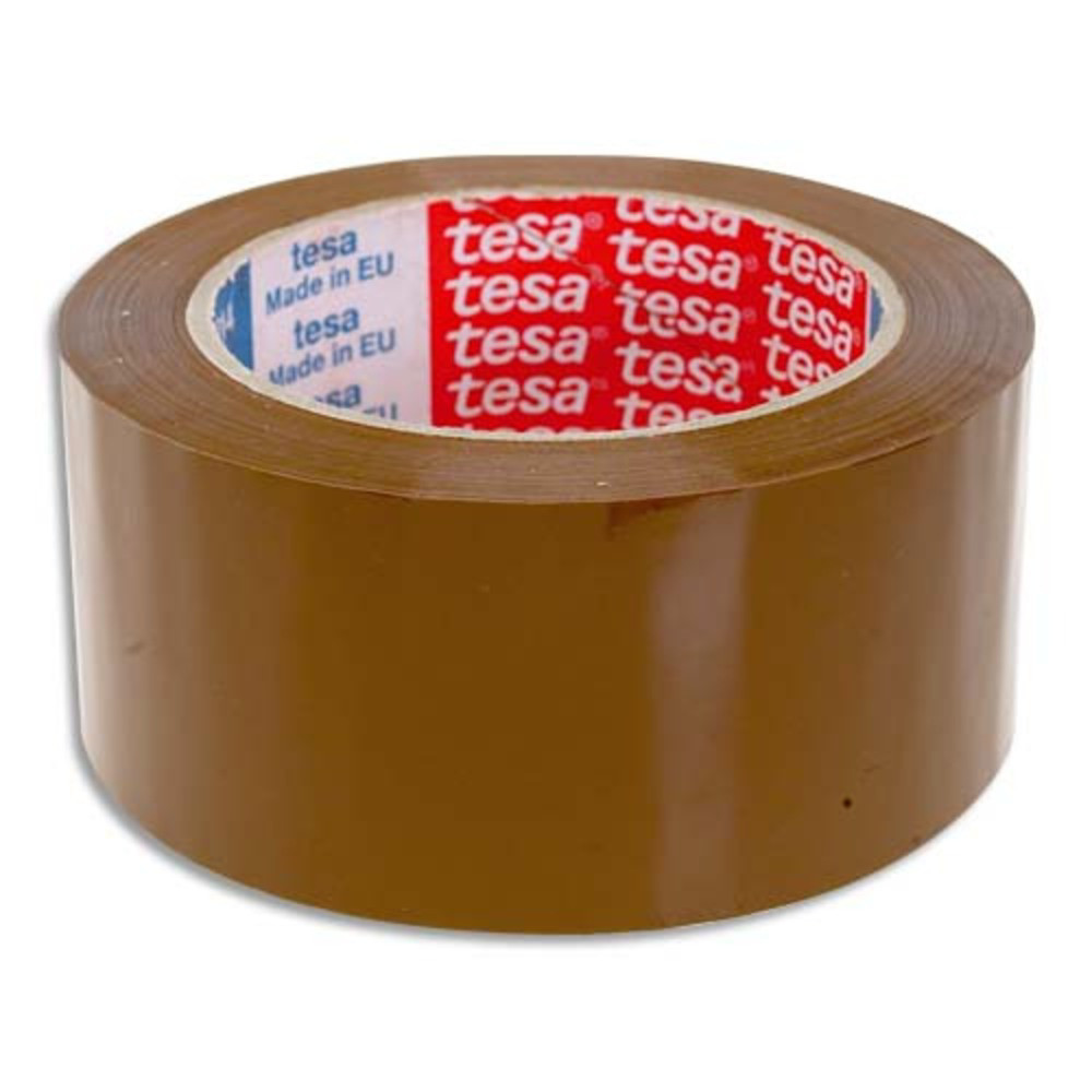 TESA Adhsif d'emballage Polypropylne sans solvant silencieux 45 microns - H50 mm x L100 mtres Havane