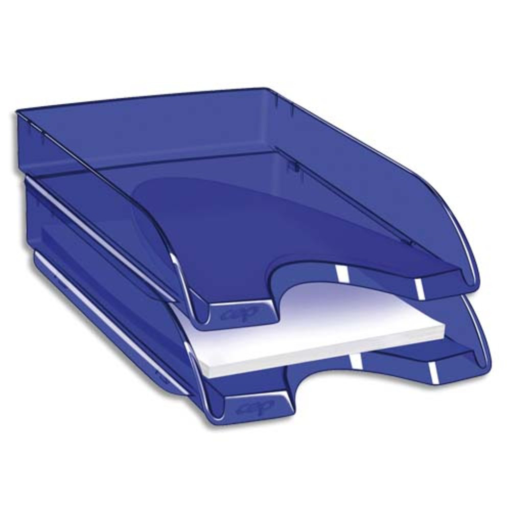 CEP Corbeille  courrier Happy Bleu lectrique transparent. Dimensions : L34,5 x H6,4 x P26 cm