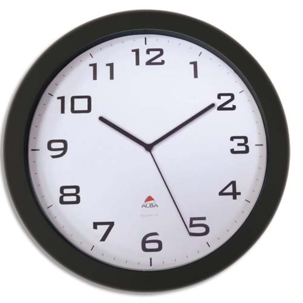 ALBA Horloge murale Horissimo silencieuse grand format  pile 1AA non fournie - D38 cm, P5,11 cm Noir