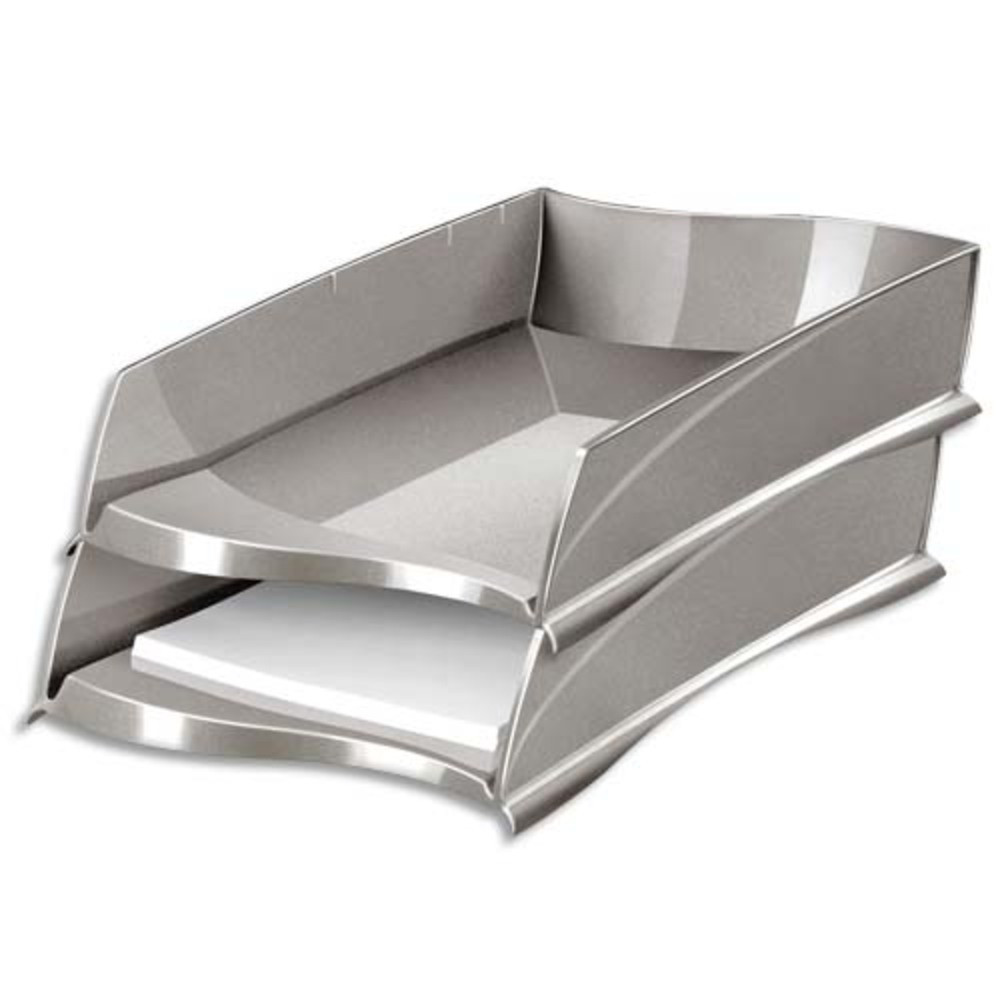 CEP Corbeille  courrier Ellypse en polystyrne superposable 24 x 32 cm - L25,7 x H8,2 x P38 cm taupe