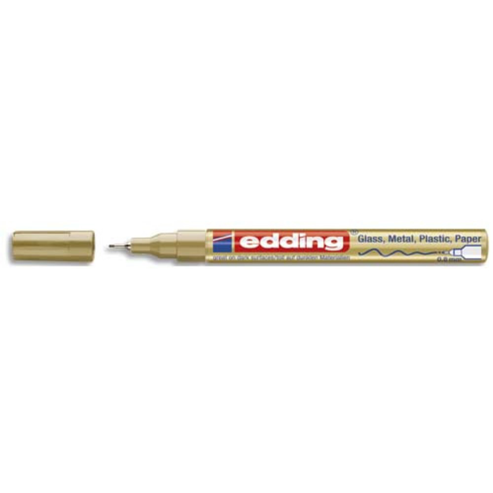 EDDING Marqueur peinture encre permanente laque Or, pour toutes surfaces, pointe extra fine