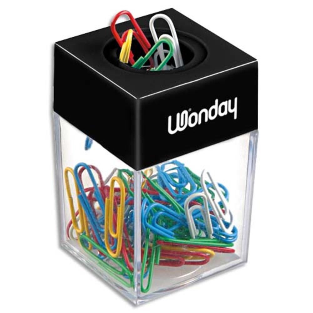 WONDAY Distributeur magntique de trombones fourni avec 50 trombones coloris assortis