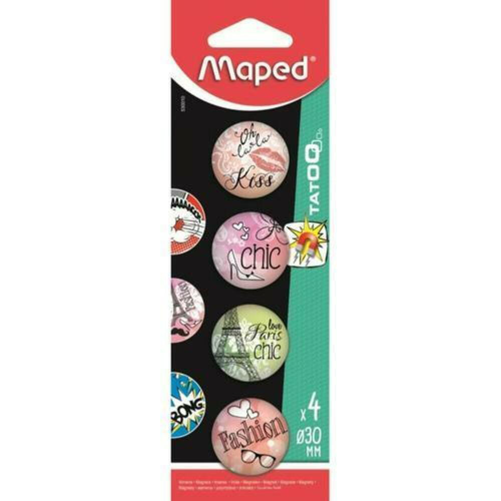 MAPED Blister de 4 aimants  30mm, dcors TATOO