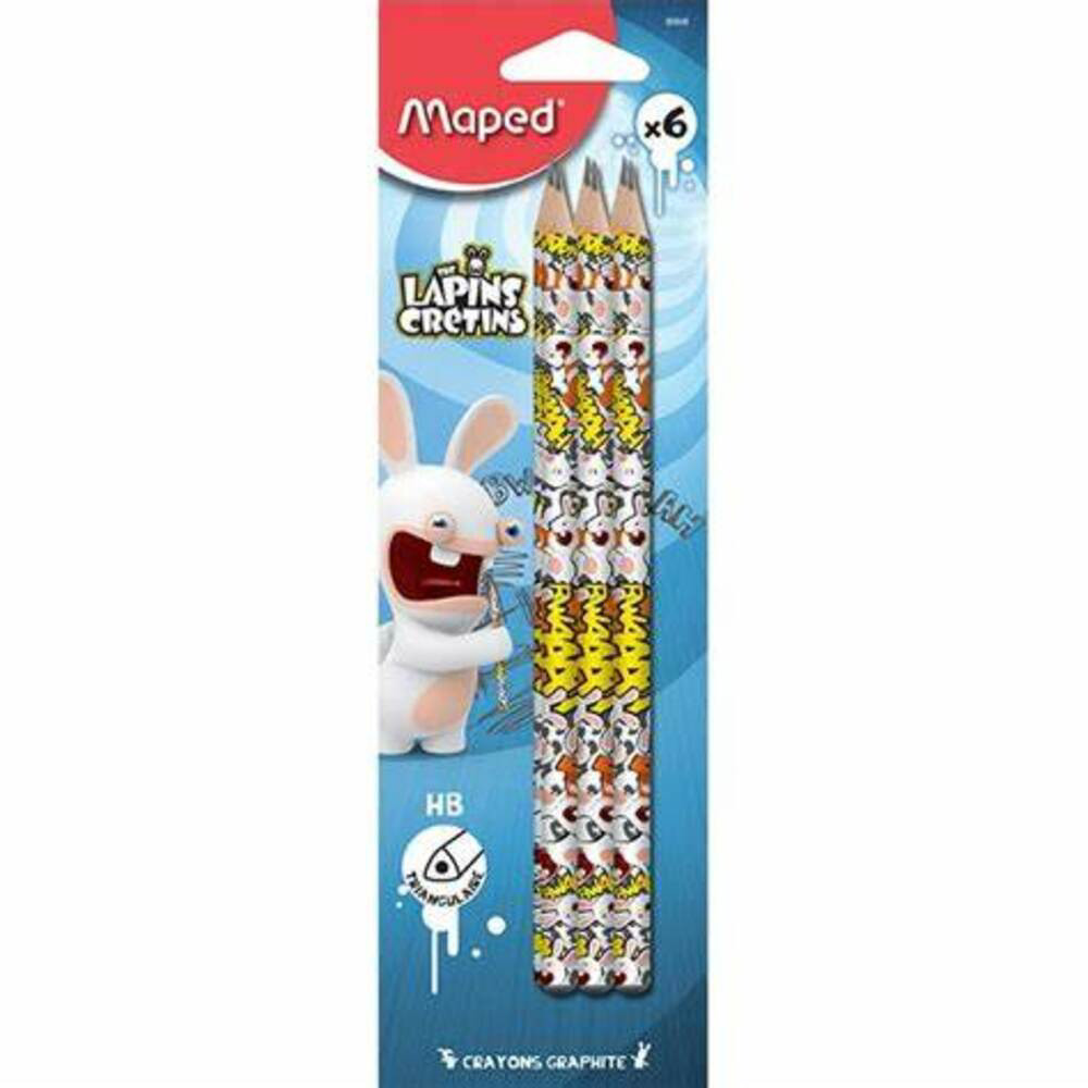 MAPED Blister de 6 crayons graphite LES LAPINS CRETINS HB