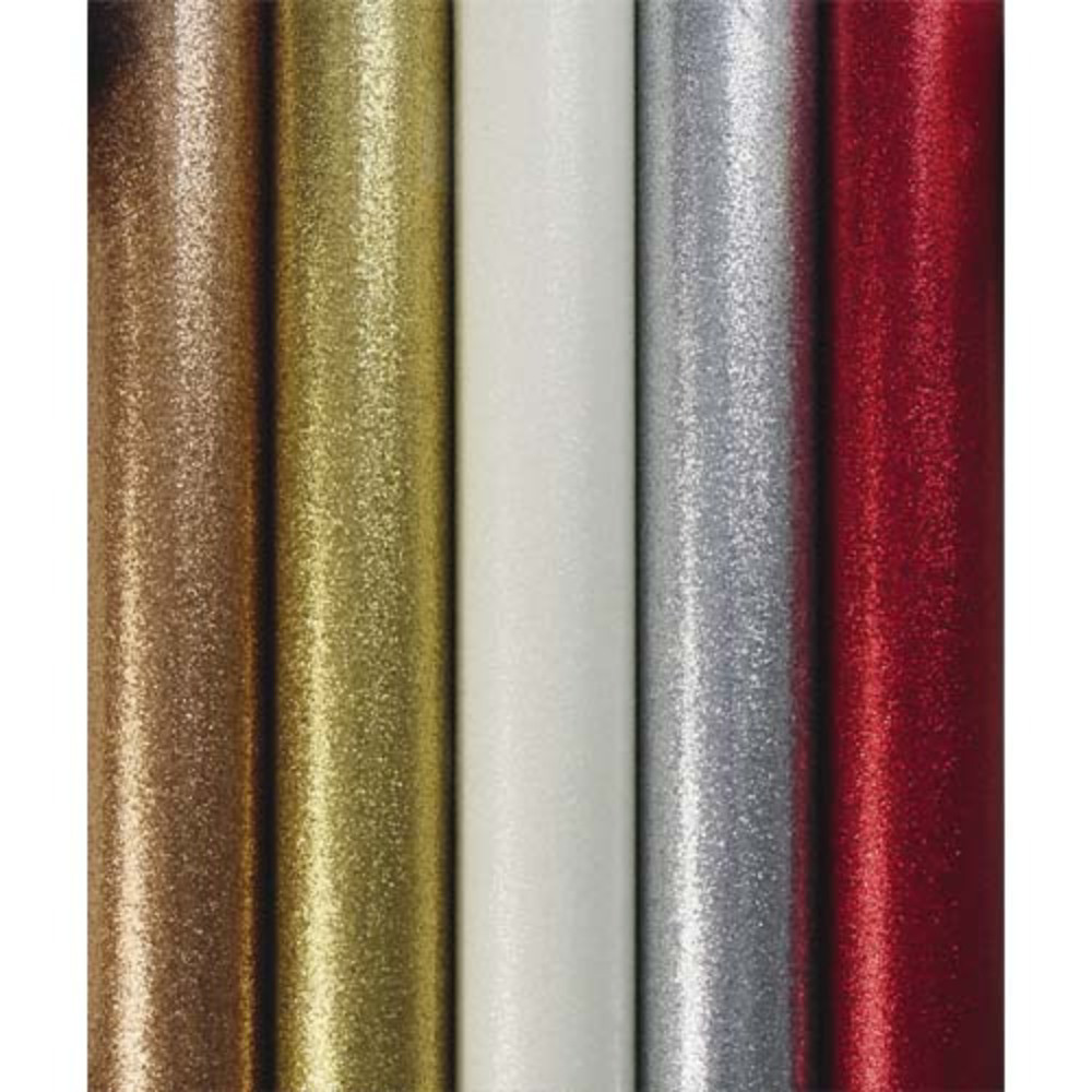 CLAIREFONTAINE Rouleau de papier cadeau mtallis uni paillet 70g. 1,5x0,7m. 5 coloris assortis