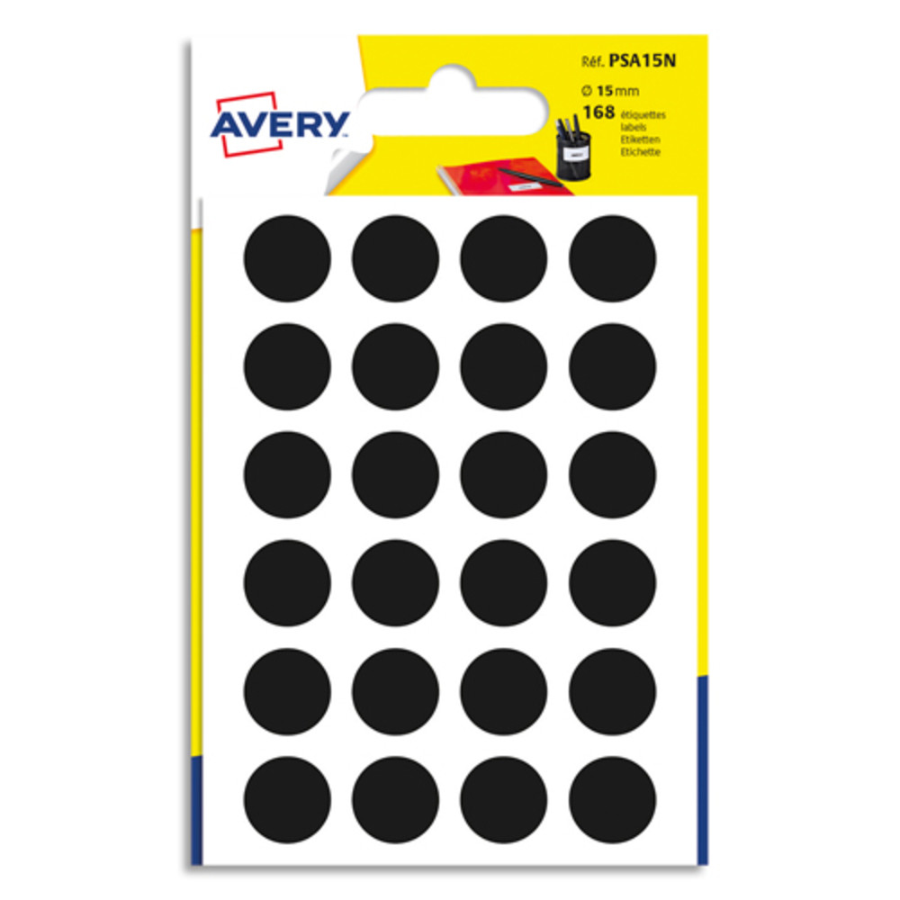 AVERY Sachet de 168 pastilles d15 mm. Ecriture manuelle. Coloris Noir