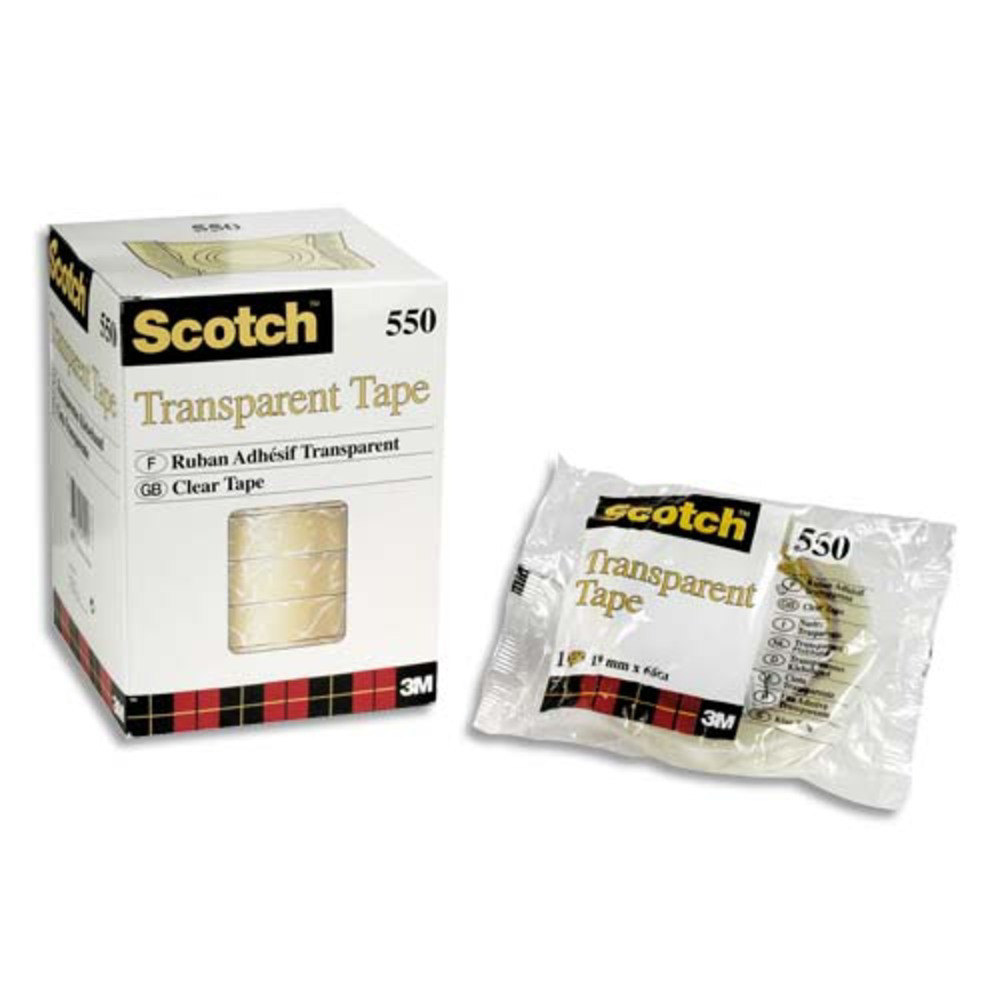SCOTCH Ruban adhsif transparent 19mm x 66m en sachet individuel 550