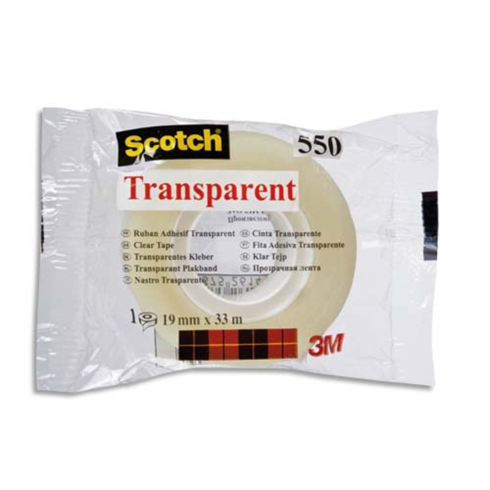 SCOTCH Ruban adhsif transparent 19mm x 33m en sachet individuel 550