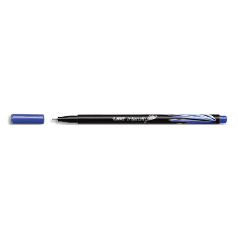 BIC Intensity Stylo Feutre d'criture Pointe Fine et Corps Noir Verni - Bleu fonc